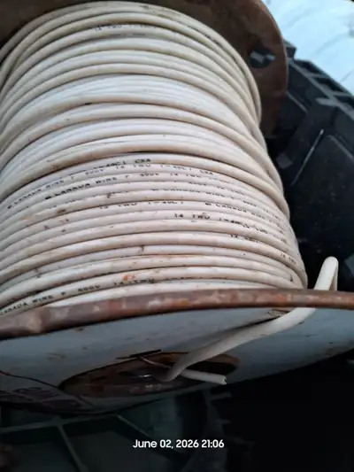 I have 2 spools of 14 gauge wire for sale 1 spool white nearly full $25 . One spool black about 1/2...