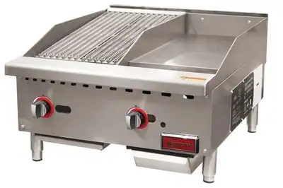 Omcan 24" Countertop Natural Gas Char broiler and Griddle Combo, View more