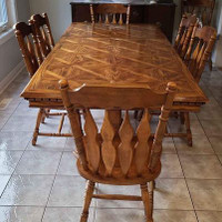 Solid Wood Walnut Table with 8 Chairs