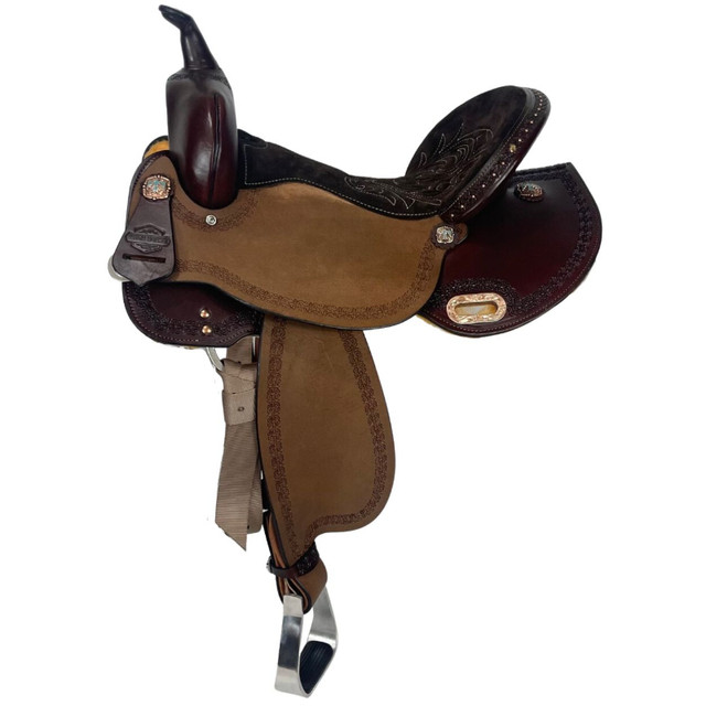 New 15" Circle Y High Horse Alice Barrel Saddle, Wide Tree in Equestrian & Livestock Accessories in Red Deer