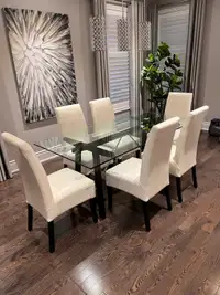 Structube Glass Dining Table @ Dining Chairs 