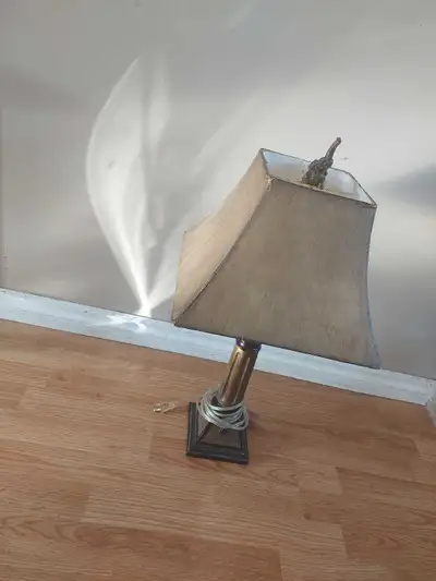Antique table lamp....height is 24" with the shade , View more