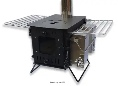 Portable Camping Wood Stove With 3.5L Hot Water Tank (ParryS,ON), View more