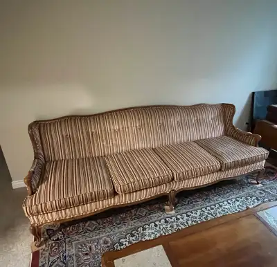 Vintage Four-Seat Striped Sofa, View more