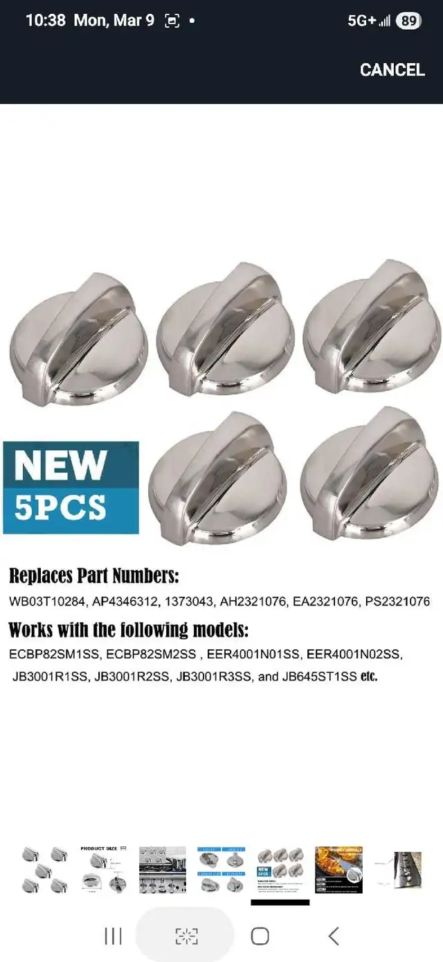 WB03T10284 Burner Control Knobs for General Electric GE Range, S in Stoves, Ovens & Ranges in Markham / York Region - Image 7