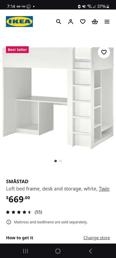 Selling our daughters Ikea bunkbed/desk combo. Retails for over 700 new with taxes looking to get 35...