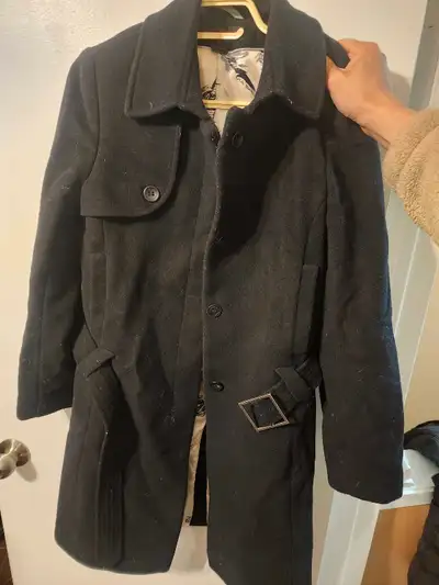 Used black coat, medium size.