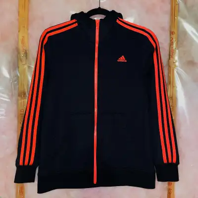 Adidas Full-zip Hoodie - Black & Orange (Youth L), View more
