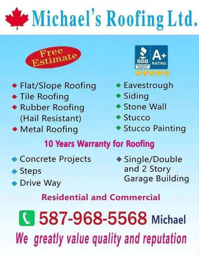 Michael's Roofing Ltd.  Affordable Professional Roofing Service, View more
