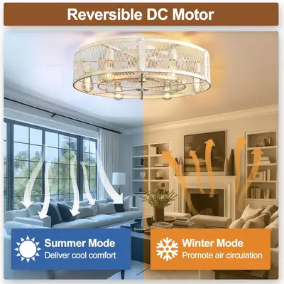 Depuley Flush Mount Ceiling Fan - 26" Low Profile Fan with Light, View more