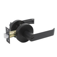 Black Finish Privacy Door Lever Lock with Round Rosette