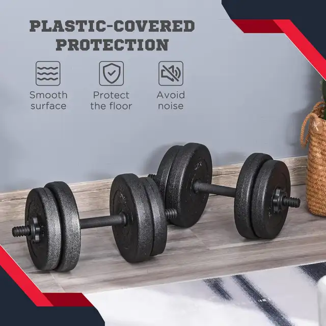 Soozier Adjustable Dumbbell Set 18kg weight plus solid bar62863270458626122