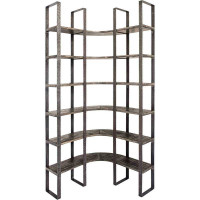 Eccles 90" H x 37" W Iron Corner Bookcase Wooden shelving