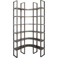Eccles 90" H x 37" W Iron Corner Bookcase Wooden shelving