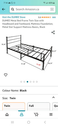 New black metal twin bed frame