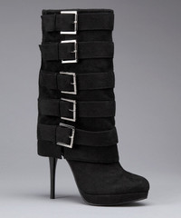 Stiletto Heels Black Boots with Buckles 5.5