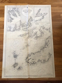 45 Vintage Marine Charts/Maps of Various Newfoundland Locations