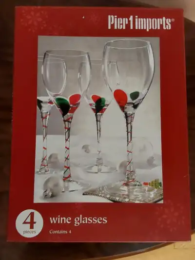 Four Pier 1 Imports Wine Glasses Used once, than stored in box $60.00 PU in Ardoise If Ad is up , th...
