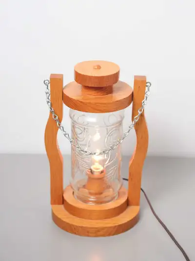 Wood Electric Lantern Handmade Lamp/ Lampe électrique en bois, View more