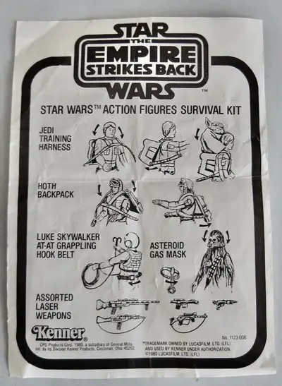 This is a vintage Kenner 1980 original Star Wars Action Figures Survival Kit Instructions sheet. It...