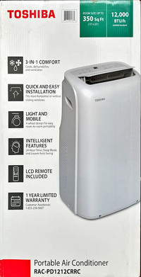 Beat the Heat! Toshiba 12,000 BTU Portable Air Conditioner