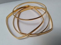 Fashion Bangle bracelet set, Square/Round gold tone