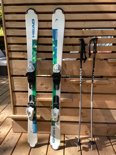 Head kid’s downhill skis Size 117 with Bindings and Polls!, View more