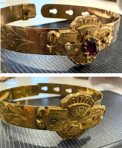ANTIQUE BRACELETS 1850-1899 Victorian Rose & Yellow Gold Filled, View more