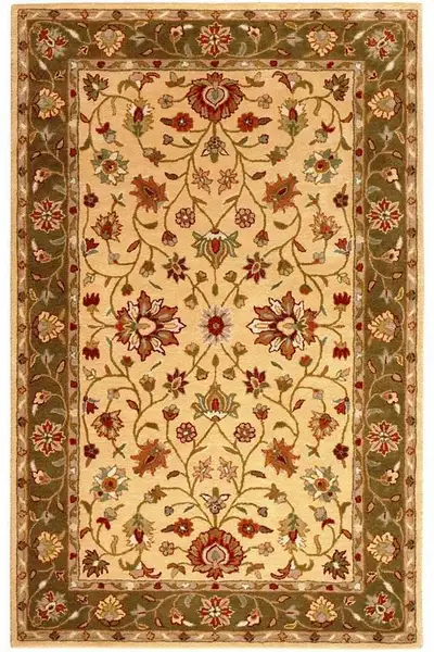 CARPET: WARWICK 100% WOOL GOLD GREEN RUG 9'X 13', View more