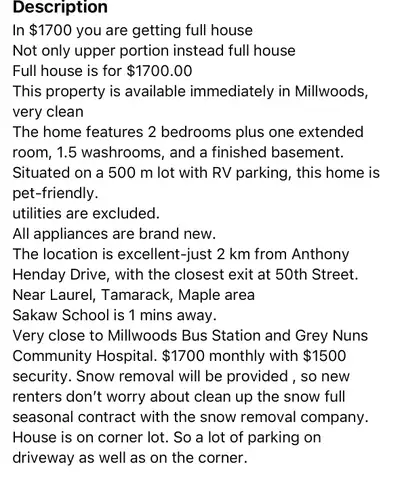 In $1700 you are getting full house Not only upper portion instead full house Full house is for $170...
