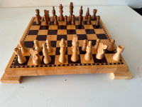 CHESS, CHESS SET, CHESS GAME, WOODEN, RAISED BOARD, SOLID WOOD