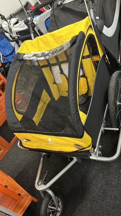 2-in-1 Two-Seat Baby Bike Trailer Stroller & Jogger Black/Yellow, View more