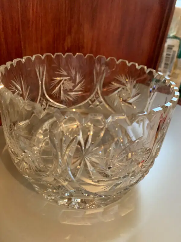 Vintage Bohemia Pinwheel Cut Crystal Salad Fruit Bowl63234654106497122