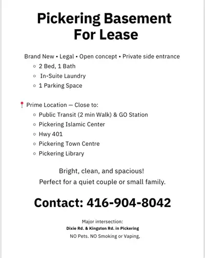 basement for rent