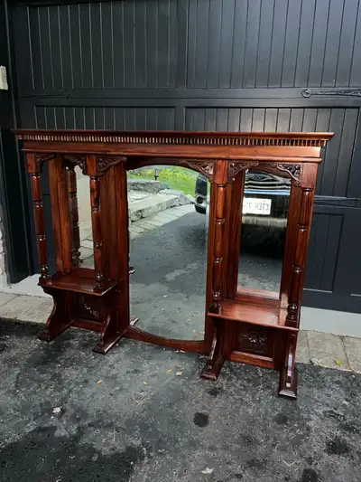 Wooden Dresser Top/Hall Tree with Mirror and Shelves, View more