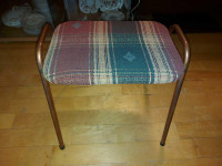 Vintage mid-century metal stool / bench 17" by 17" by 12"