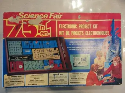Vintage 75 in 1 electronics kit plus Electronics Project Lab.