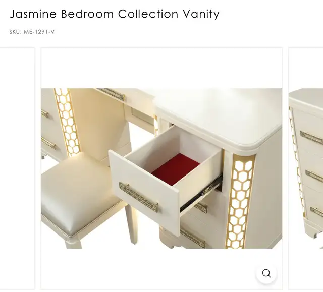 Jasmine Bedroom Vanity Table & Stool (PICK UP IN STORAGE) 62854393627522123