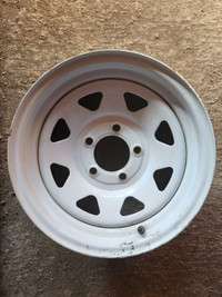 Near New 14 x 6 inch 5 Bolt White Spoke Trailer Tire Rim