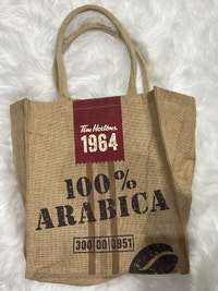 Tim Hortons 100% Arabica Jute Shopping Tote Bag Large 12" x 14" Oakville / Halton Region Toronto (GTA) Preview