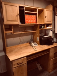 DESK AND HUTCH WITH DOORS AND DRAWERS $250.00