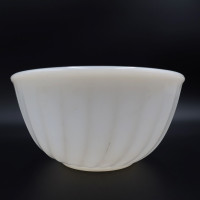 Vintage Fire King White Swirl Mixing Bowl Milk Glass Read