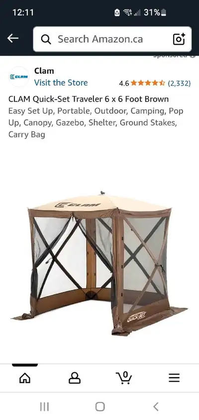 Clam Quick Set Traveler Screen Shelter, View more