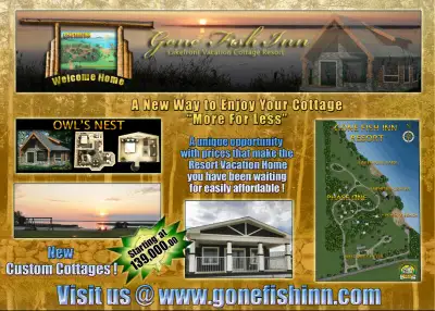 Lakefront Park Model and RV Lots Available Now Season @ the Gone Fish Inn Resort Campground Book you...