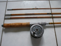 Canne moulinet peche mouche bamboo, decoration, Fly rod reel