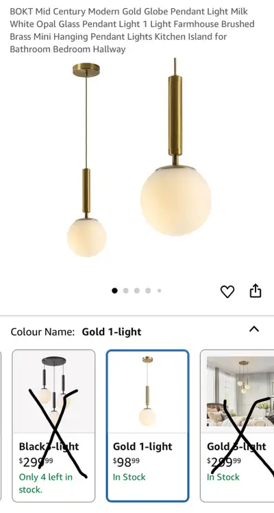BOKT Gold Globe Pendant Light, View more