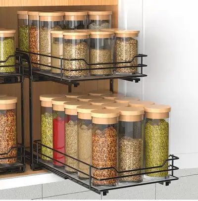 BOIVSHI 2-Tier Spice Rack 7.2X10.4”,Pull Out Spice Organizer, View more