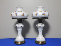 Gone with The Wind Milk Glass Hurricane Lamps