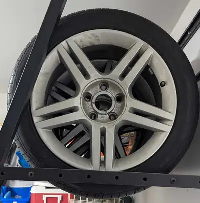 Set of wheels and tires off a B6/B7 Audi. 5x112 bolt pattern with 57.1mm centre bore. Fits VW as wel...