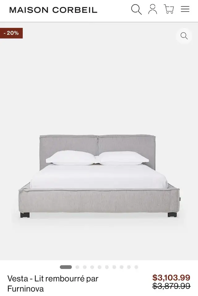 Bed VESTA Maison Corbeil - NEW used only 2 months in Beds & Mattresses in City of Montréal - Image 3